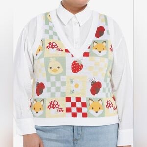 Thorn & Fable EUC Colorful Patterned Vest  Checkered Fox Boho Size Large PTP 22